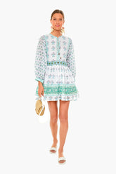 Provence Floral Tie Front Balloon Sleeve Dress